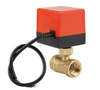 Akozon Válvula de bola motorizada G3/4" DN20 Válvula eléctrica de bola de latón, 3 Vías 2 Controlador, AC 12V para Ventilador de aire acondicionado