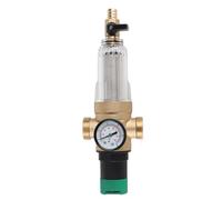 Akozon Válvula Reguladora de Presión de Agua de Latón Ajustable con Manómetro y Adaptador de 3/4 de Pulgada, sin Filtro de Acero para Uso Doméstico y de Vehículos Recreativos