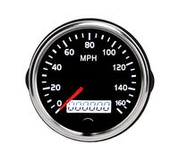 Akozon Velocímetro de 85Mm, 12V/24V, Medidor de Motor Paso a Paso de 0-160Mph con Pantalla Lcd, Retroiluminación Blanca para Coche, Camión, Barco, Marino, Resistente Al Agua Ip67