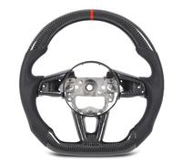 Akozon Volario de Dirección de Fibra de Carbono de Cuero Perforado con Reemplazo de Adornos de Botones para MX-5 Miata ND 2016-2033