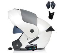 AKPHBKFG Casco abatible Bluetooth para Motocicleta, Modular con Doble Visera y Forro extraíble. Apto para Hombres y Mujeres Adultos. L,S=55-56CM