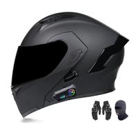 AKPHBKFG Casco abatible con Bluetooth, Casco Integral Modular con Doble Visera Solar, Casco de Motocicleta, Casco Unisex, Certificado Dot/ECE A,M=54-55CM