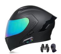 AKPHBKFG Casco abatible con Bluetooth, Casco Integral Modular con Doble Visera Solar, Casco de Motocicleta, Casco Unisex, Certificado Dot/ECE F,L=56-57CM
