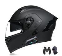 AKPHBKFG Cascos de Motocicleta modulares con Bluetooth, aprobados por Dot/ECE, Cascos de Motocicleta abatibles, múltiples Orificios de ventilación, Altavoces estéreo duales Integrados F,XL=58-59CM