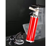 AKPHBKFG Desatascador Manual de Aire comprimido, Herramienta limpiadora de desagües para tuberías domésticas con manómetro, desatascador Multifuncional para inodoros, fregaderos Red Plastic