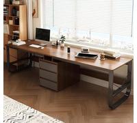 AKPHBKFG Escritorio para computadora, Escritorio Grande para Dos Personas con cajones, Mesa de Madera para Escribir, Mesa Larga Rectangular para Sala de Estar, Escritorio Extra Largo. Oak Color,200cm