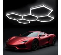 AKPHBKFG Lámpara de Techo LED Hexagonal Moderna,Lámpara de Techo LED de Nido de Abeja DIY de 5/14 Rejillas,Lámpara de Techo conectable,Iluminación Brillante de 672W para Espacios de Trabajo 5 Hex