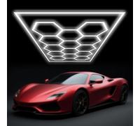 AKPHBKFG Lámpara de Techo LED Hexagonal Moderna,Lámpara de Techo LED de Nido de Abeja DIY de 5/14 Rejillas,Lámpara de Techo conectable,Iluminación Brillante de 672W para Espacios de Trabajo 14 Hex