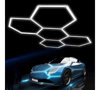 AKPHBKFG Sistemas de iluminación LED de Nido de Abeja,Luces hexagonales superbrillantes DIY,Tubos de luz para Garaje,Lámpara de Techo Hexagonal para Garaje de 6500 K,para garajes,sótanos 5 Hex
