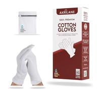 AKRILANE 5 pares de guantes extra pequeños 100% algodón para piel seca para alivio hidratante, tratamiento nocturno para eccema y psoriasis, tratamiento de spa para mujeres y hombres, reutilizables,