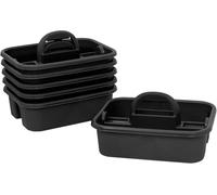 Akro-Mils 09185 Organizador de plástico para herramientas y suministros de limpieza con asa, 18-3/8 pulgadas x 13-7/8 pulgadas x 9 pulgadas, negro