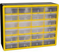 Akro-Mils 10124 24-Drawer Plastic Drawer Storage Cabinet for Garage Organization, Lego Storage, Teacher Toolbox, Makeup Organizer, and More, 50.8 cm W x 15.24 cm D x 40.64 cm H, Yellow