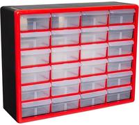 Akro-Mils 10124 24-Drawer Plastic Drawer Storage Cabinet for Garage Organization, Teacher Toolbox, Makeup Organizer, and More, 50,8 cm W x 16 cm D x 40,6 cm H, Red