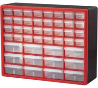 Akro-Mils 10144 44-Drawer Plastic Drawer Storage Cabinet for Garage Organization, Teacher Toolbox, Makeup Organizer, and More, 50,8 cm W x 16 cm D x 40,6 cm H, Red