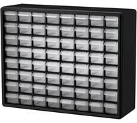 Akro-Mils 10164 64-Drawer Plastic Drawer Storage Cabinet for Garage Organization, Teacher Toolbox, Makeup Organizer, and More, 50,8 cm W x 16 cm D x 40,6 cm H, Black
