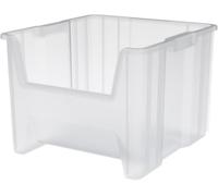 Akro-Mils 13018SCLAR - 13014 stak-n-tienda de la tolva de apilamiento bin almacenamiento de plástico frontal, claro, caso de 4