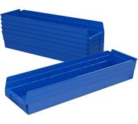 Akro-Mils 30164BLUE - De 24 pulgadas por 6 pulgadas por caja bin 4 pulgadas de plástico estante de anidación, azul, caso de 6