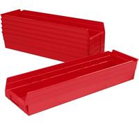 Akro-Mils 30164RED - De 24 pulgadas por 6 pulgadas por caja bin 4 pulgadas de plástico estante de anidación, rojo, caso de 6