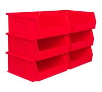 Akro-Mils 30235 AkroBins Plastic Storage Bins, Space-Saving Stackable Bins for Garage, Pantry, Craft Organization, 11-Inch x 11-Inch x 5-Inch, Red, 6-Pack