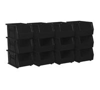 Akro-Mils 30237 AkroBins Plastic Storage Bins, Space-Saving Stackable Bins for Garage, Pantry, Craft Organization, 22.86 cm x 15.24 cm x 12.7 cm, Black, 12-Pack