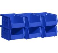 Akro-Mils AkroBins 30210 - Contenedor organizador de almacenamiento apilable de plástico para colgar, 5 x 4 x 3 pulgadas, azul, paquete de 6