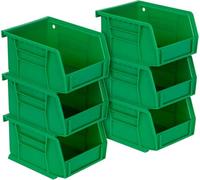 Akro-Mils AkroBins 30210 - Contenedores de plástico apilables que ahorran espacio para garaje, despensa, almacenamiento de manualidades, 5 x 4 x 3 pulgadas, gris, paquete de 6