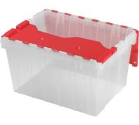 Akro-Mils Contenedor de almacenamiento de plástico KeepBox de 12 galones con tapa con bisagra, 66486CLRED, (53.3 cm de largo por 38.4 cm de ancho por 30.4 cm de alto), transparente/rojo