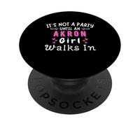 Akron Girl camina en fiesta Ohio Midwest Midwesterner PopSockets PopGrip Adhesivo