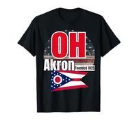 Akron Ohio OH Souvenir Design con Bandera de Estado Coleccionable Camiseta