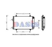 AKS DASIS Condensador Aire Acondicionado Con Secadora para Peugeot 307 3A/C 3H