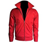 Aksah Fashion Chaqueta Rebel Without a Cause | Chaqueta James Dean | Chaqueta bomber de algodón rojo, rosso, M