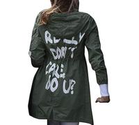 Aksah Fashion Melania Trump Inspired Green Jacket, I Really Don't Care Do U - Abrigo cargo largo con capucha estampada, Melania Trump Green Jacket, 3XL