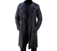 Aksah Fashion s Blade Runner 2049 Ryan Gosling Officer K - Gabardina marrón con cuello de piel, Negro, L