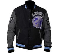 Aksah Fashion Tom Hardy Venom - Chaqueta universitaria para hombre, chaqueta de lana negra y gris y mangas de cuero, Diseño 1: mangas de cuero, M