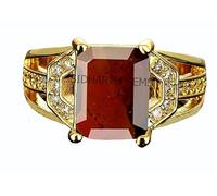 AKSHITA GEMS Anillo ajustable de piedra granate hesonita de 16,25 ratti de 15,00 quilates, piedra preciosa natural y original, sin calefacción y sin tratar, para fines astrológicos, metal, granate