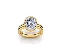 Akshita gems Anillo de diamante de circonita de 4,50 quilates con diamante americano chapado en oro, anillo ajustable para hombre y mujer, Metal, Zirconia cúbica
