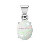 Akshita gems Colgante chapado en plata de ópalo natural AA de 17,25 ratti de 16,00 quilates, certificado de piedra de ópalo australiano natural para hombres y mujeres por laboratorio certificado