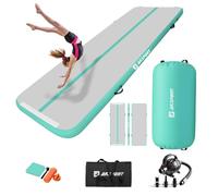 AKSPORT Airtrack con Air Roll - Esterilla hinchable para gimnasia, 3 m, con rodillo con bomba de aire para casa/yoga/animadora/tumbling/flexión hacia atrás