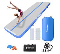 AKSPORT Airtrack con Air Roll - Esterilla hinchable para gimnasia, 3 m, con rodillo con bomba de aire para casa/yoga/animadora/tumbling/flexión hacia atrás