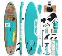 AKSPORT Tabla de surf hinchable de 11 pulgadas, tabla de surf hinchable con accesorios completos, diseño ancho y estable, tabla antideslizante 2 en 1 convertible de remo, kayak para remo, pesca