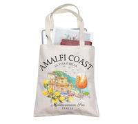 AKTAP Bolsa de lona con diseño de limones de Italia, costa de Amalfi, Italia, regalo ideal para amantes de los viajes de Italia, regalo de recuerdo de Italia, Coast Tote, 14.56*12.59*0.19 inches.