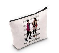 AKTAP Divertida bolsa de maquillaje con citas de programas de televisión de recreación y recreación, regalos para fanáticos de los parques de comedia, Bolsa Be Suspicious, moda