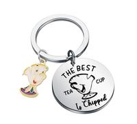 AKTAP Llavero de Bella y la Bestia Mrs. Potts And Chip Llavero de cuento de hadas, regalos para fanáticos de la taza de chip, Llavero Chip, S