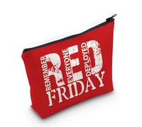 AKTAP Regalo para cónyuges militares Red Fri Remember Everyone Deployed Quote Bolsa de maquillaje Orgulloso Ejército Esposa Regalo de agradecimiento, Friday Bag-py1, MB