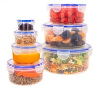 AKTIVE 16558 Max Home Pack 7 recipientes herméticos plástico, tamaños de 0.08 L a 3.6 L, Cierre hermético, Plástico sin BPA, óptimos para líquidos y alimentos frescos, Apto congelador y microondas