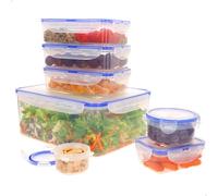 AKTIVE 16559 Max Home Pack 7 recipientes herméticos plástico, tamaños de 0.1 L a 5 L, Cierre hermético, Plástico sin BPA, óptimos para líquidos y alimentos, Apto para congelador y microondas