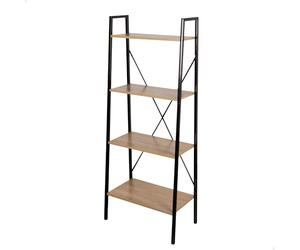 AKTIVE 18419 MAX Home Estantería almacenaje, 4 estantes, 60 x 32 x 148 cm, De Acero y Madera, Fácil Montaje, Resistente y Duradera, Diseño en Escalera, Muebles de salón