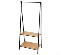 AKTIVE 18430 MAX Home Burro Ropa, Perchero de pie y Zapatero Entrada recibidor, 2 estantes de Almacenamiento, 64 x 40 x 150 cm, Industrial, Armario Abierto