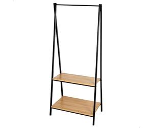 AKTIVE 18430 MAX Home Burro Ropa, Perchero de pie y Zapatero Entrada recibidor, 2 estantes de Almacenamiento, 64 x 40 x 150 cm, Industrial, Armario Abierto