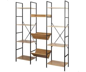 AKTIVE 18437 MAX Home Estantería almacenaje, 11 estantes, 125 x 27 x 150 cm, De Acero y Madera, Fácil de Montar, Resistente y Duradera, Sistema nivelación, Muebles de salón, Decoración